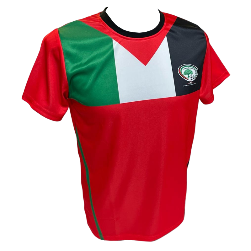 New Palestine Football Shirt - Red with Flag Colour