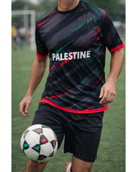 2024 Palestine Football Shirt - Black Marble Pattern