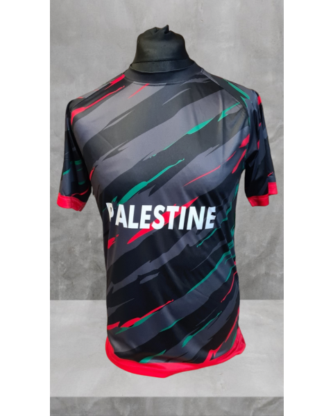 2024 Palestine Football Shirt - Black Marble Pattern