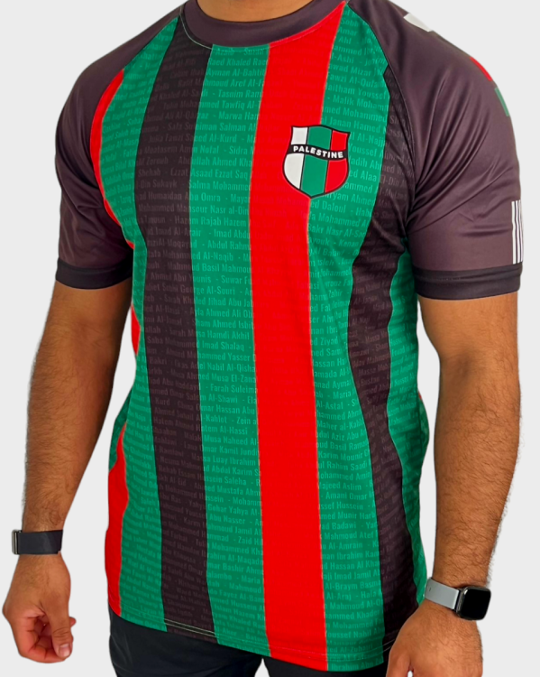 2024 Palestine Football Shirt - Flag Colours with Names of Martyrs