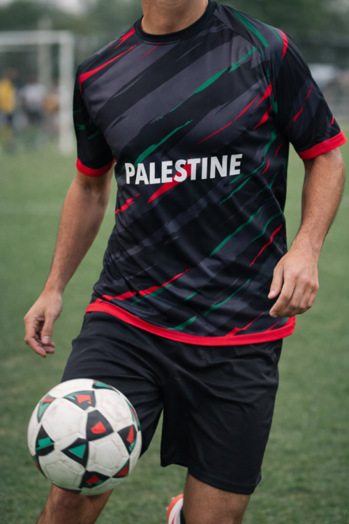 2024 Palestine Football Shirt - Black Marble Pattern