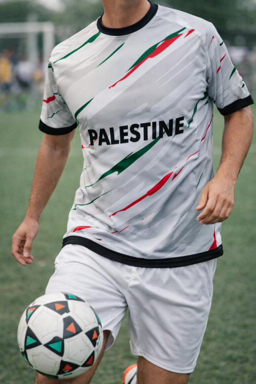 2024 Palestine Football Shirt - White Marble Pattern