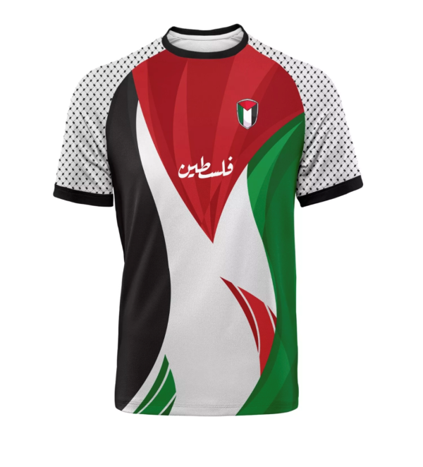 Palestine Football Shirt - Classic 2024 - Flag Colour with Kuffiah Coloured Sleeves