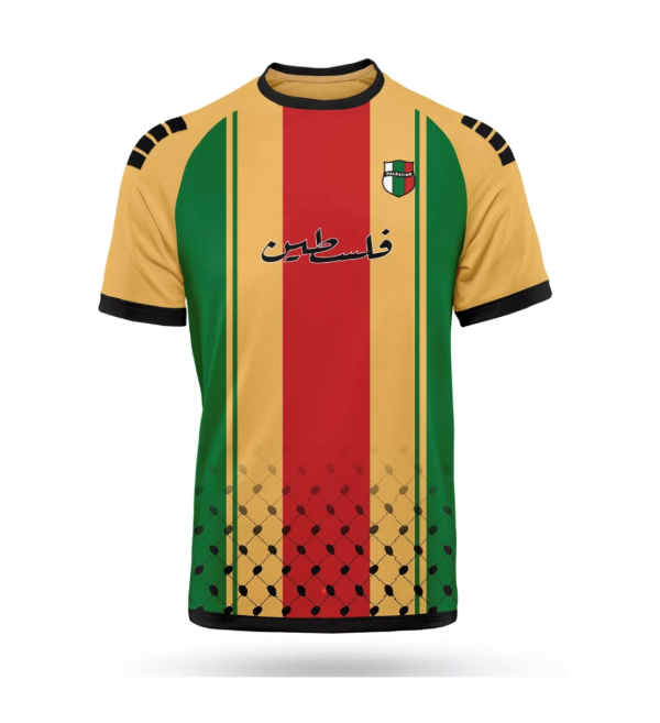 Palestine Football Shirt - Yellow, Red & Green Stripe