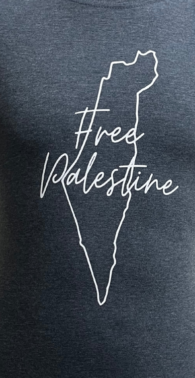 Free Palestine - Map Outline - Hoodie-Dark Grey-Small