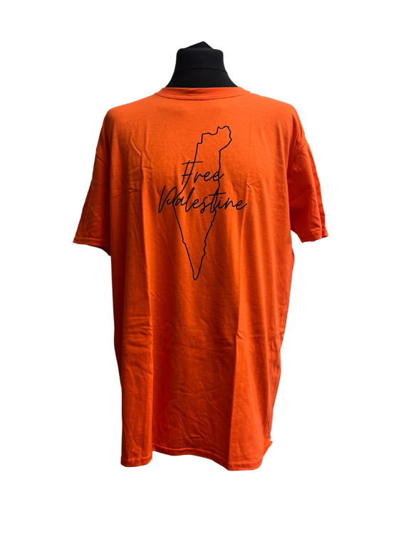 Palestine Map Outline - Free Palestine - Adult - T-shirts-Orange-Small