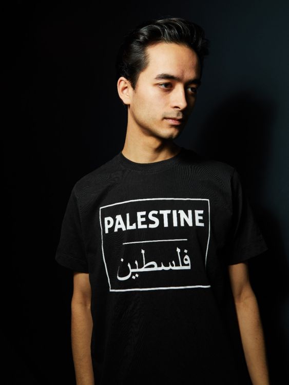 Palestine English / Arabic T-Shirt-Black-Large