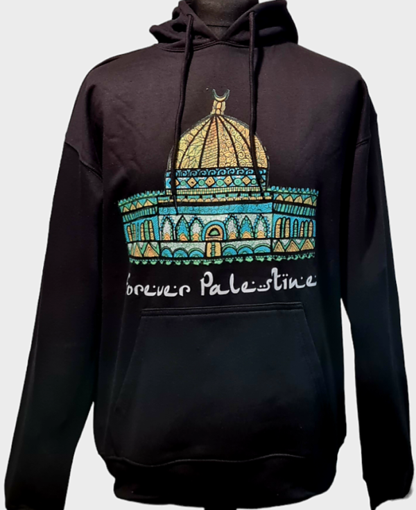 Forever Palestine - Dome of the Rock - Stash Pocket Hoodie-Black-Small