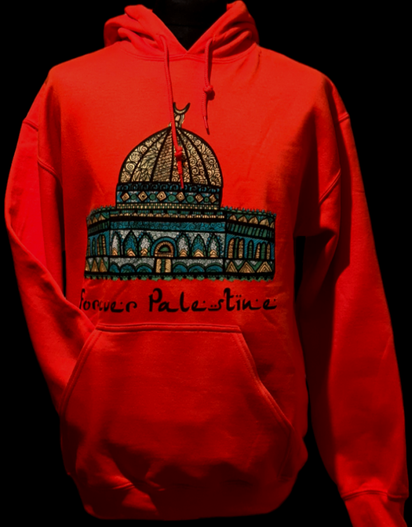 Forever Palestine - Dome of the Rock - Stash Pocket Hoodie-Orange-Small