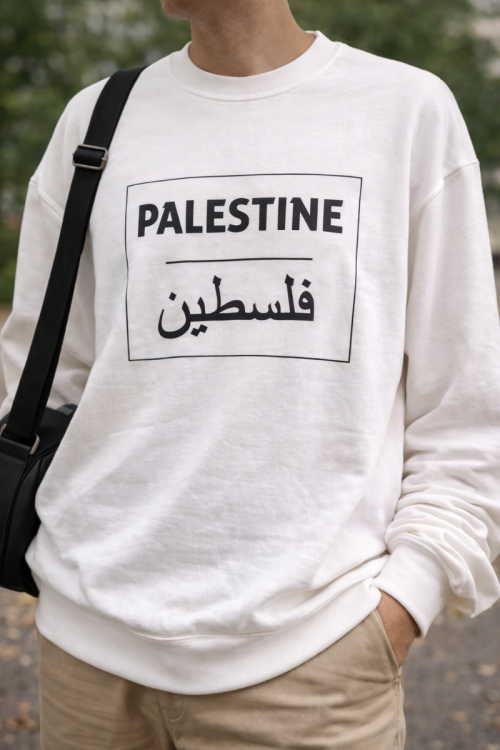 Palestine English / Arabic Jumper White XXL