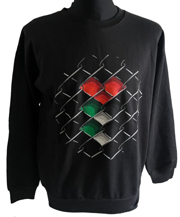 Fenced Palestine Flag - Adult Jumper - Black - Medium