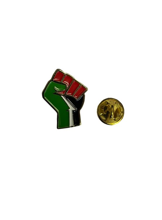 Palestine Flag Colour Fist Metal Badge