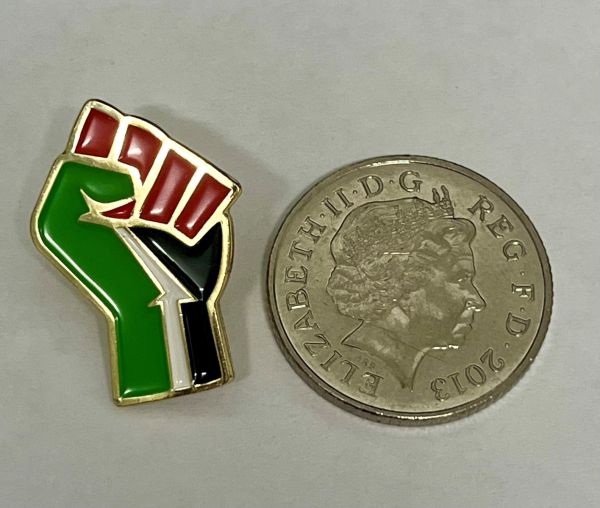 Palestine Flag Colour Fist Metal Badge