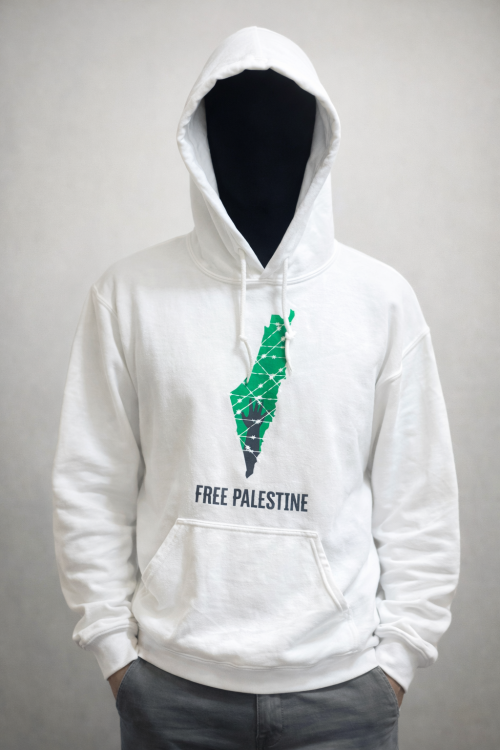 Hand on a Map - Adult - Hoodie-White-Medium