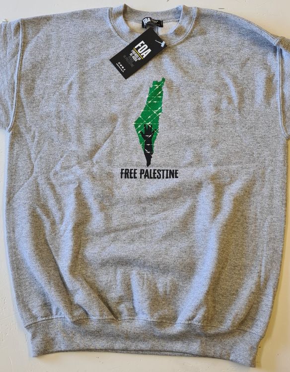 Hand on Palestine Map Children Jumper-Grey-X Large Children