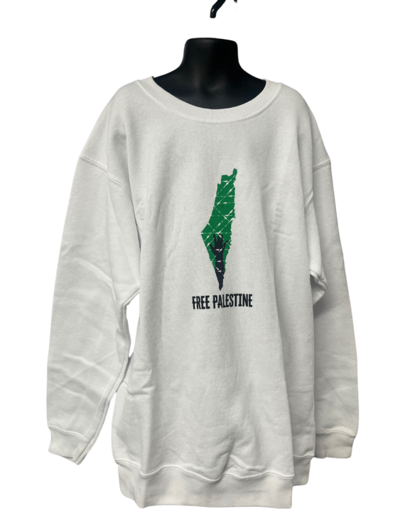 Hand on Palestine Map Children Jumper-White-X Large Children