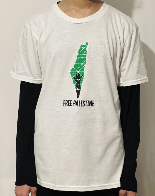 Hand on Map Free Palestine Children T-Shirt