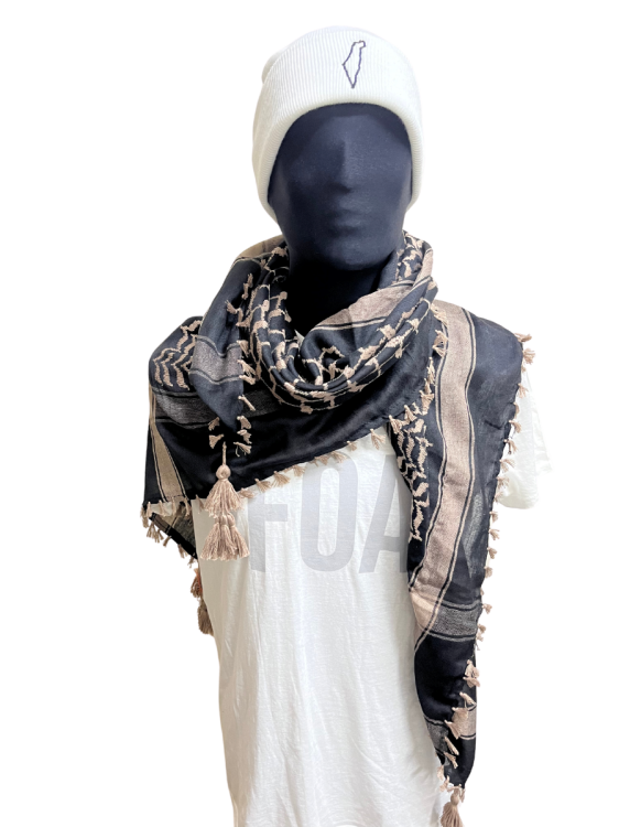 Kuffiyah in Bronze Gold and Black with Bronze Gold tassles