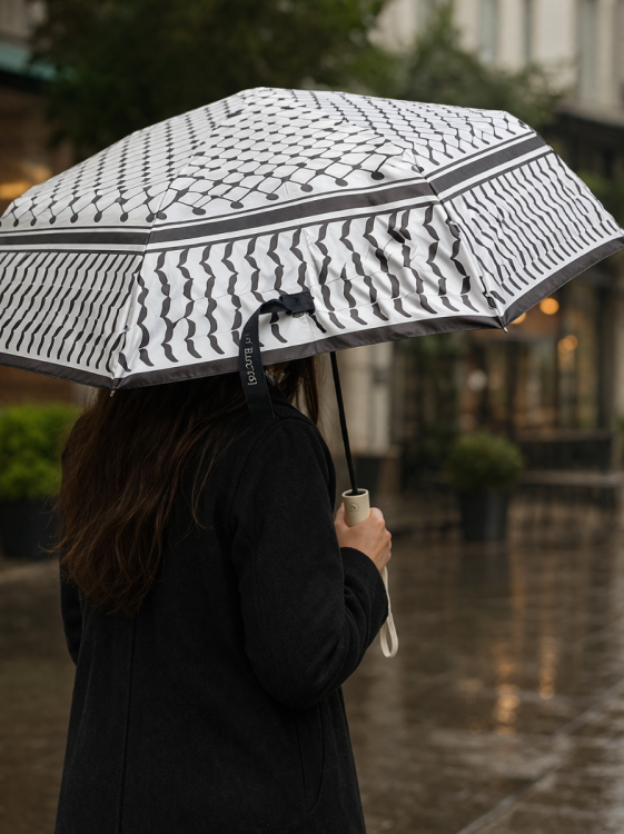 Palestine Solidarity Umbrella's in Kuffiyah and Watermelon colours
