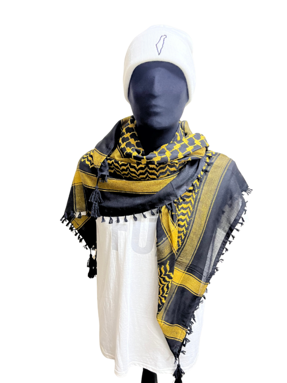 Kuffiyah - Yellow Gold and Black with Black Tassles
