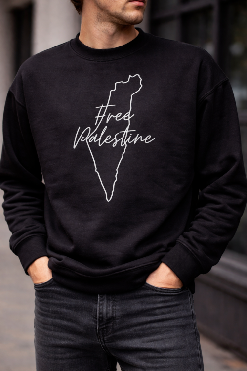 Free Palestine - Map Outline - Jumper-Black-Medium