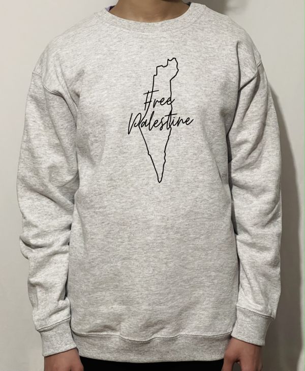 Palestine Map Outline Children Jumper-Grey-Small Children