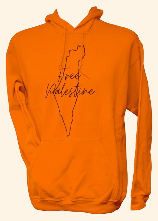 Free Palestine - Map Outline - Hoodie-Orange-Small