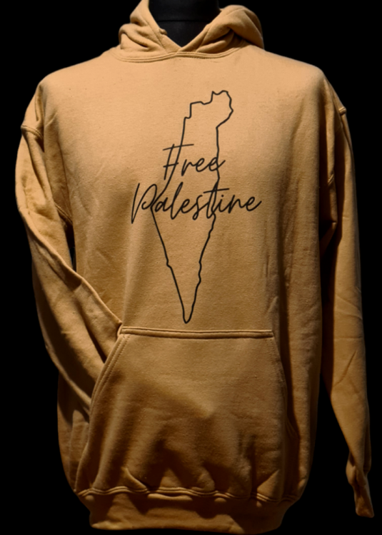 Palestine Map Outline Adult Pocket Hoody-Sand-Small