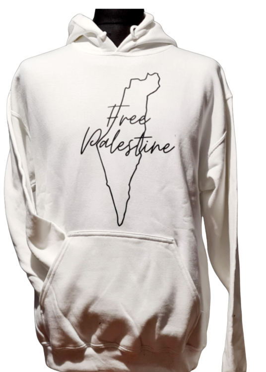Free Palestine - Map Outline - Hoodie-White-Medium