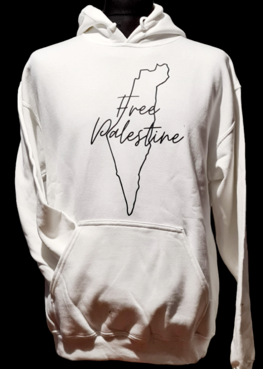 Palestine Map Outline Adult Pocket Hoody-White-Small