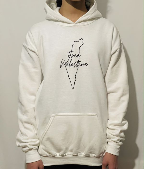 Palestine Map Outline Children Pocket Hoody-White-Small Children