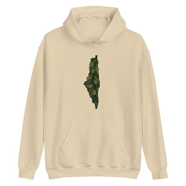 Olive Tree - Palestine Map - Hoodie-Small-Sand