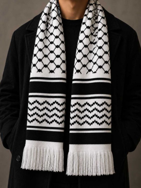 Palestine Woolen feel Winter Warm Scarf * - white