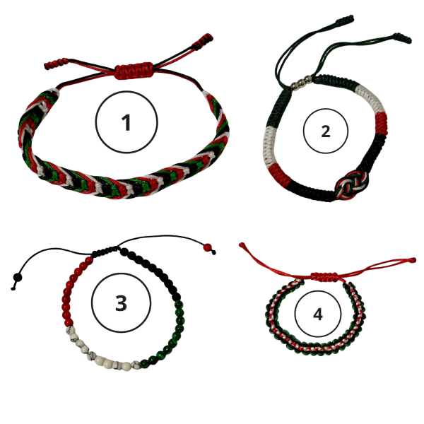 Palestine Flag Colours Adjustable String Bracelet
