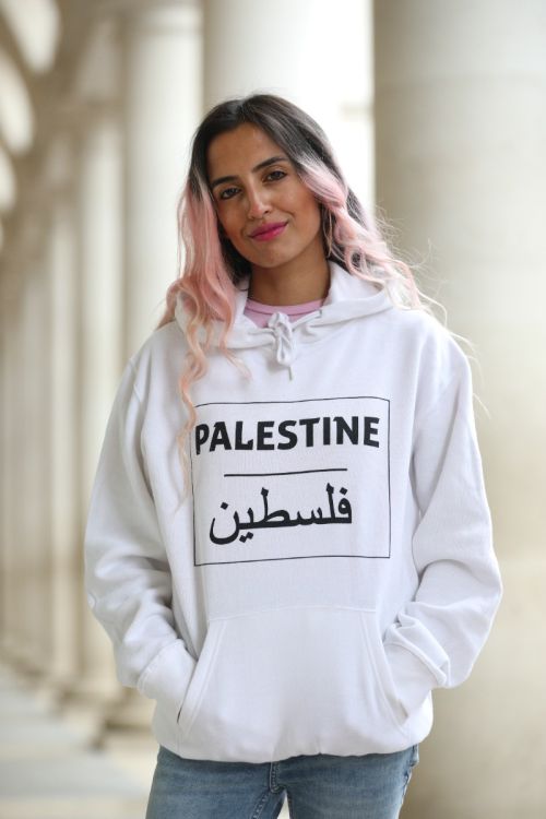 Palestine English / Arabic Stash Pocket Hoodie