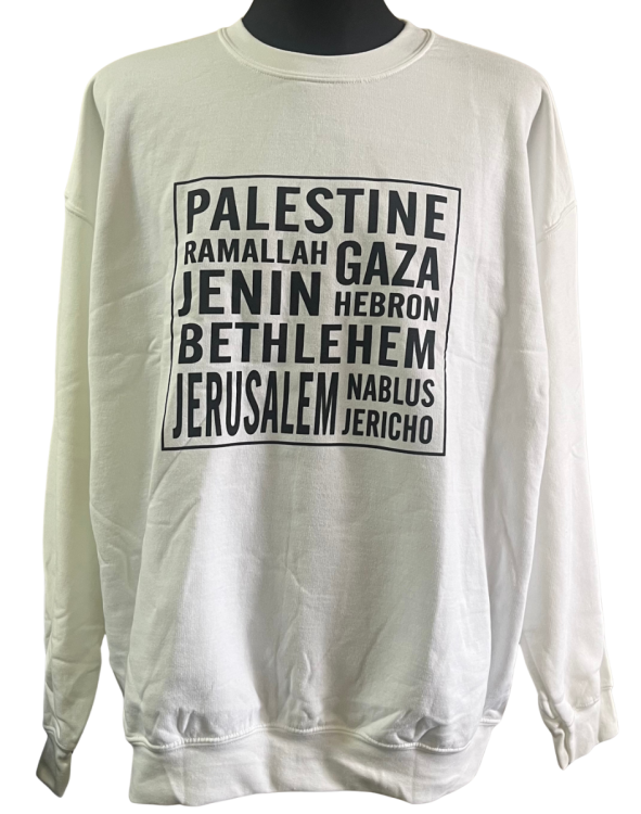 Palestine Cities - Adult Jumper-White-XX Large