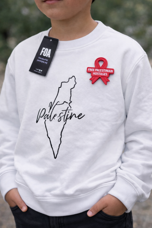 Free Palestine - Map Outline - Child Jumper-White-X Large