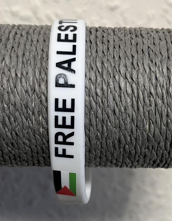 Free Palestine Wristband with Flag-White